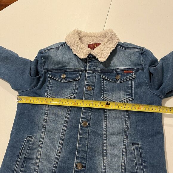 7 For All Mankind Denim Jacket Sherpa Lined Size XL Stretchy Womens's - Picture 5 of 8